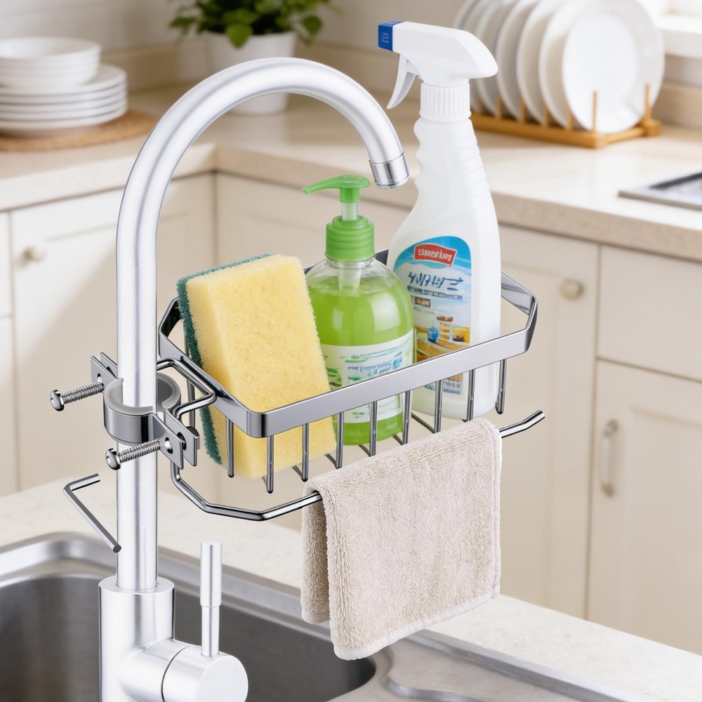 Sponge Holder for Kitchen Sink, Kitchen Organizer, 304 Stainless Steel Cleani...