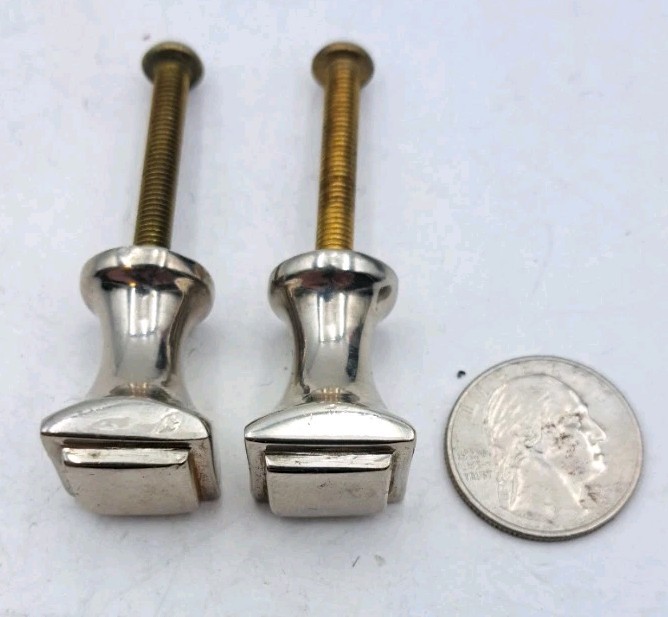 Antique Pulls Knobs Drawer Knob Art Deco Crome Old Vintage Hardware Pair