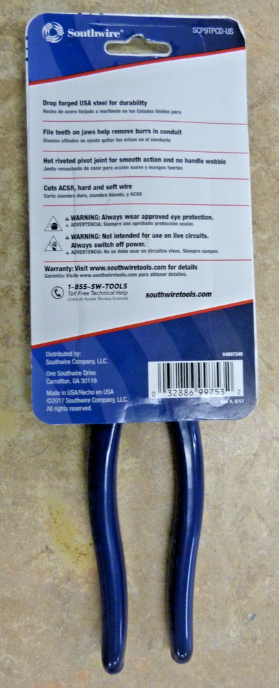 Southwire SCP9TPCD-US 9" High-Leverage Side Cutting Pliers Tape Puller & Crimper
