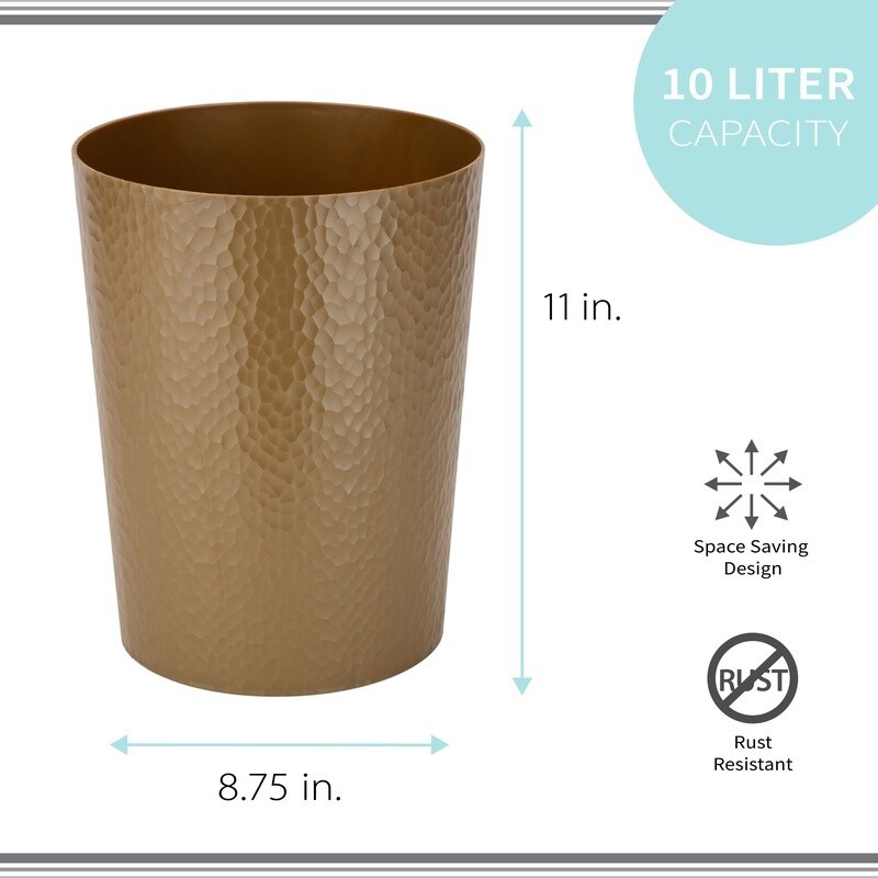 Compact Hammered Plastic Trash Can Set 4 Pack Wastebasket Bathroom Office Dorm
