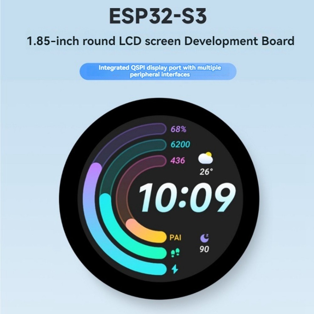 --Development Board with Round 1.85--LCD Touchscreen, Support 7586