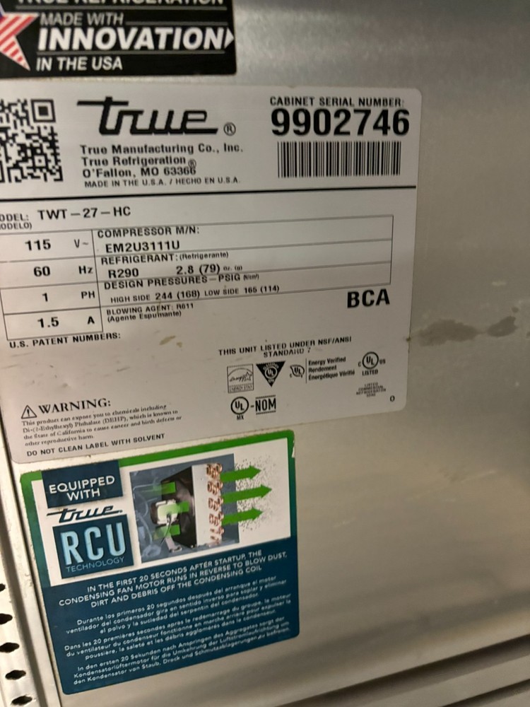 True TWT-27 Stainless 27 in Work Top Cooler