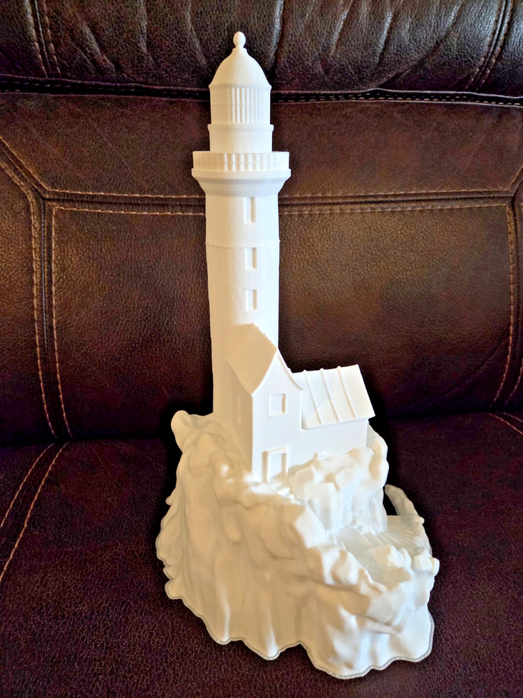 HO Scale Lighthouse On A Rock Building Train Scenery White & Paintable!