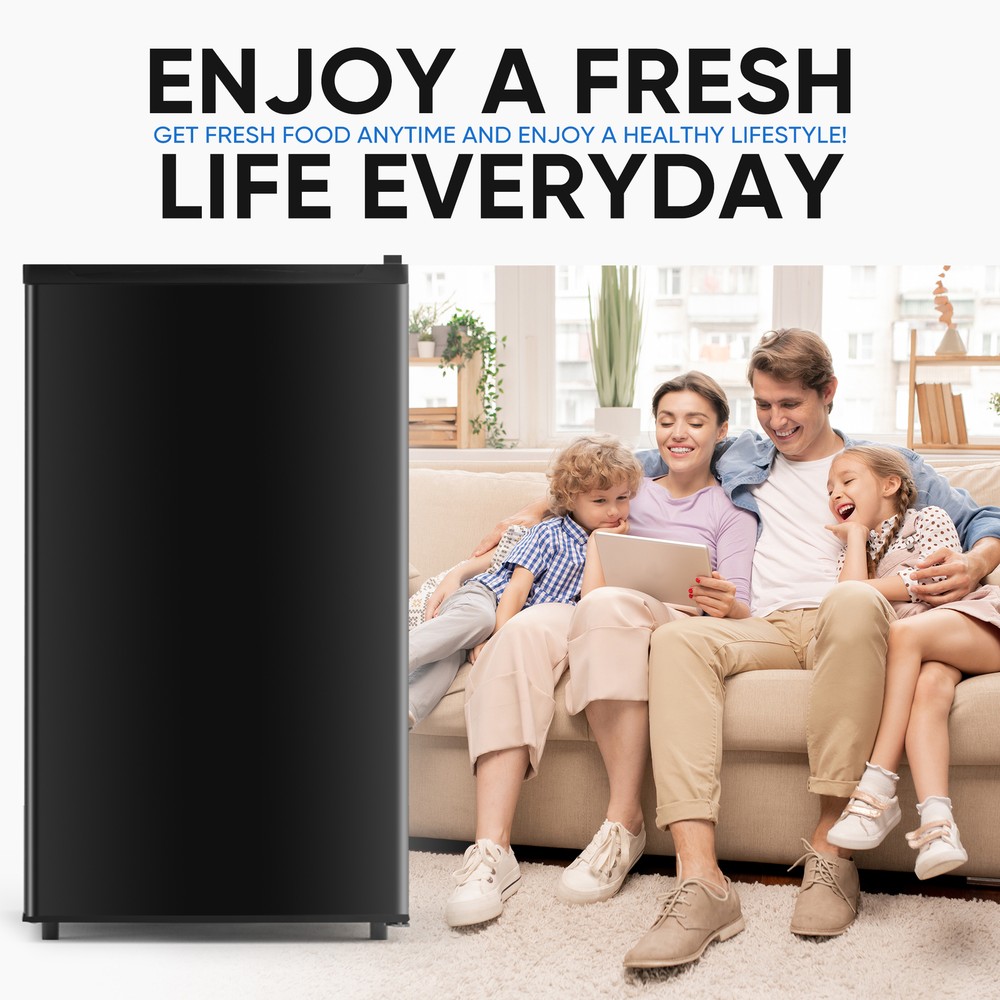 Quiet Mini Fridge with Freezer Compartment, Single Door Design