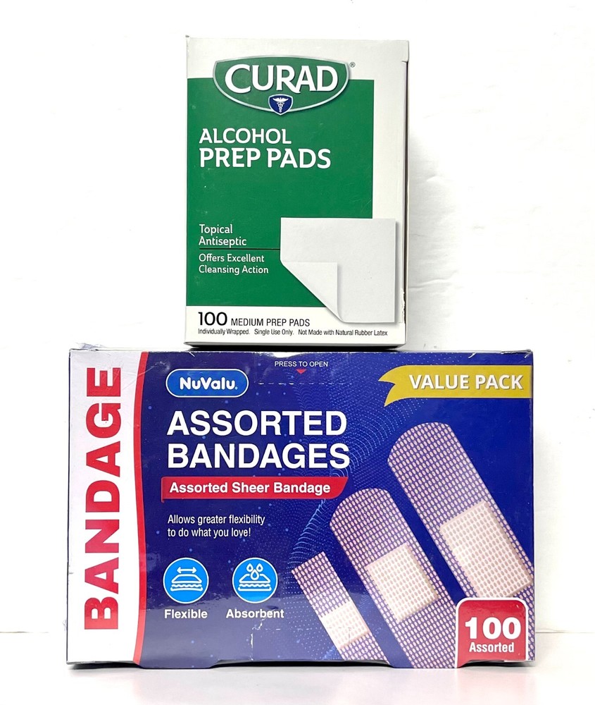 2 Pack Bandage and Alcohol Pads Various Combinations