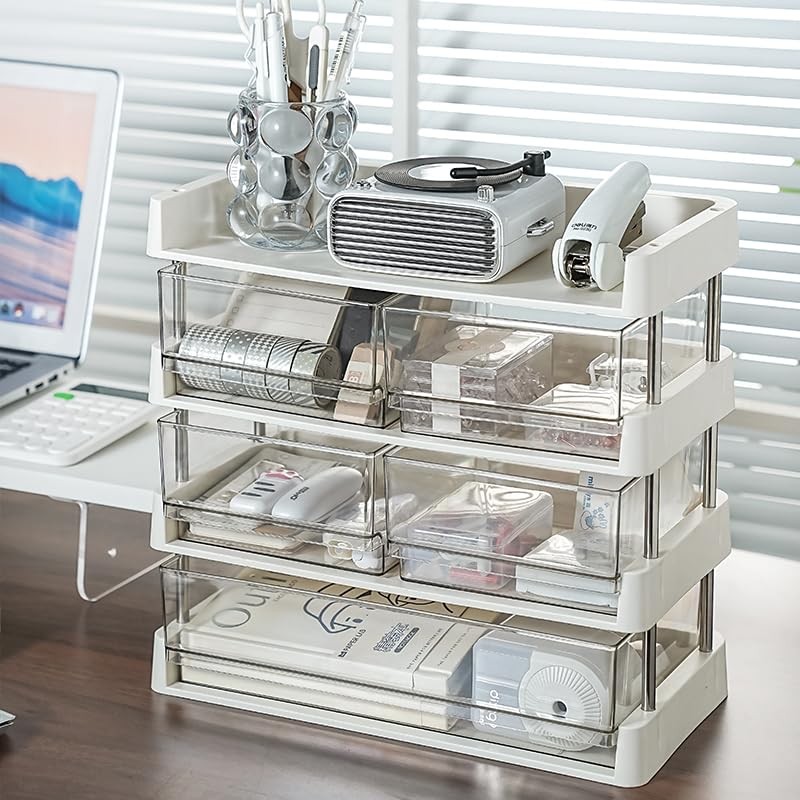 Stackable 3-Drawer Organizer: Tea, Coffee, Makeup & Office Supply Storage Box
