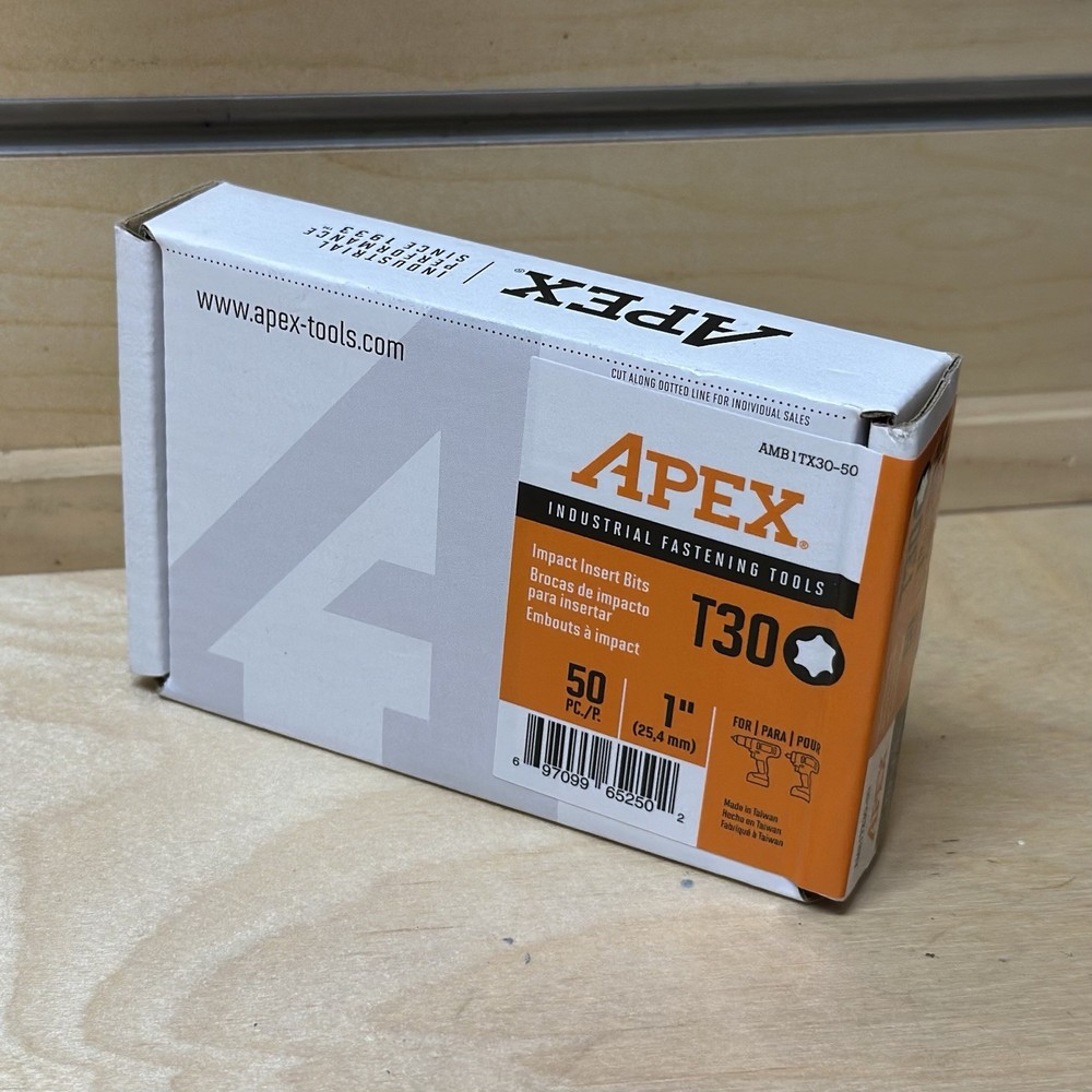 APEX USA Torx T-30 Insert Bit 1/4” Hex - 50 pack!