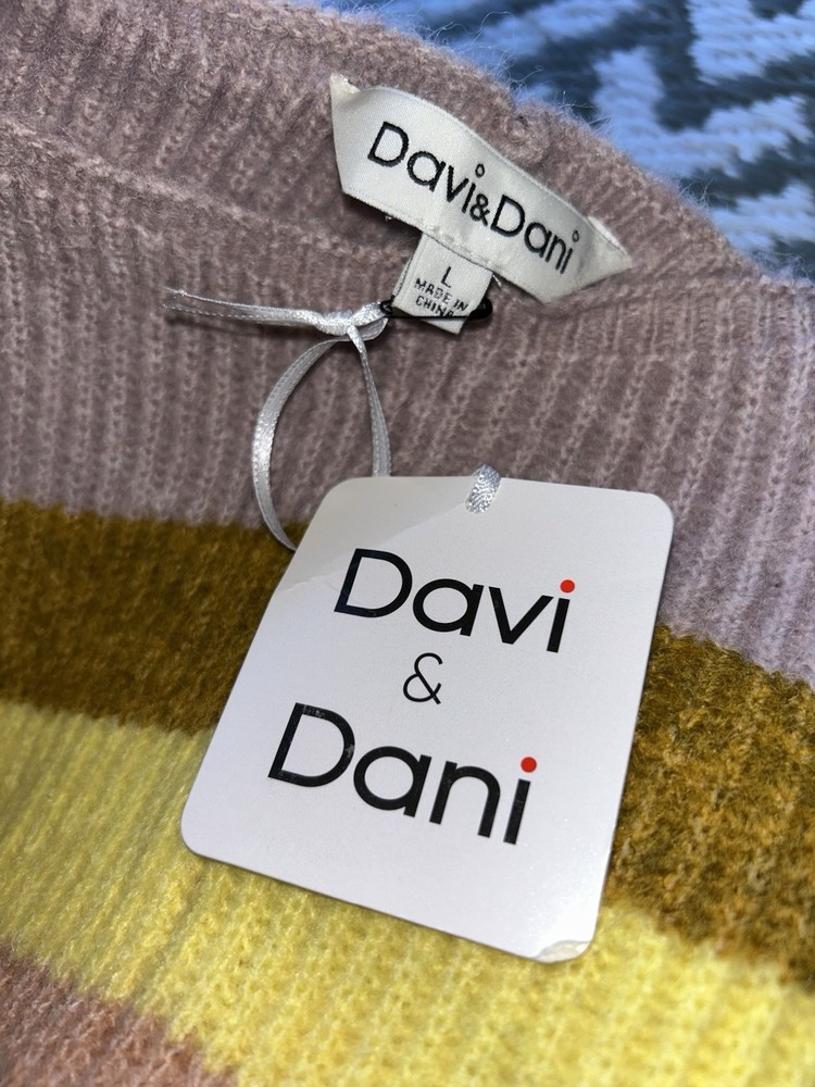 New Dani & Davi Pullover Sweater Oversized Large Boutique Acrylic/Nylon/Polyeste