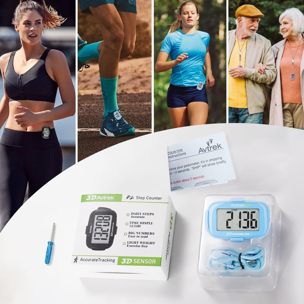 Accurate 3D Step Counter Pedometer Tracker for Walking Simple Pocket Pedomete...