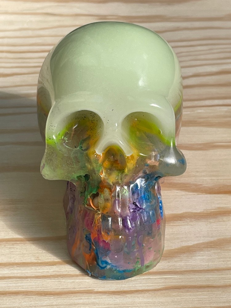 Solid Resin Bright Green Glow in the Dark Kitchen Sink Skull Extra Large