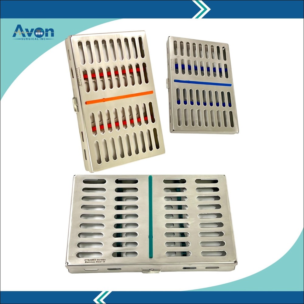 3 Pack - Sterilization Boxes for Dental Instruments Medium w/ Silicone Insert