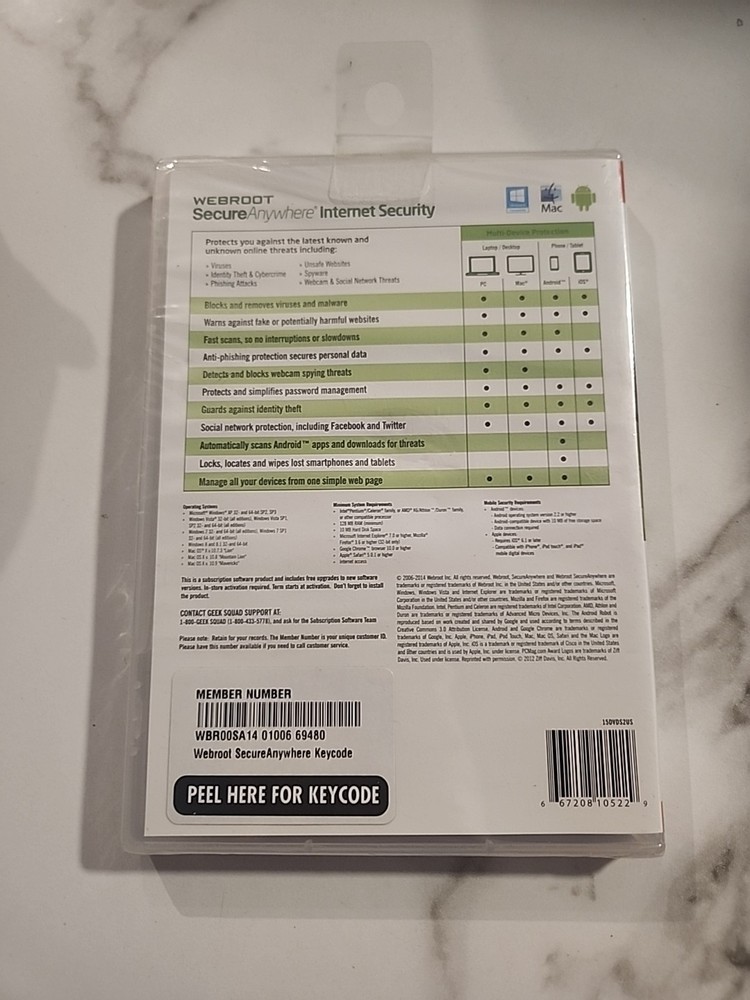 Webroot Secure Anywhere Internet Security 3 Devices Still Sealed