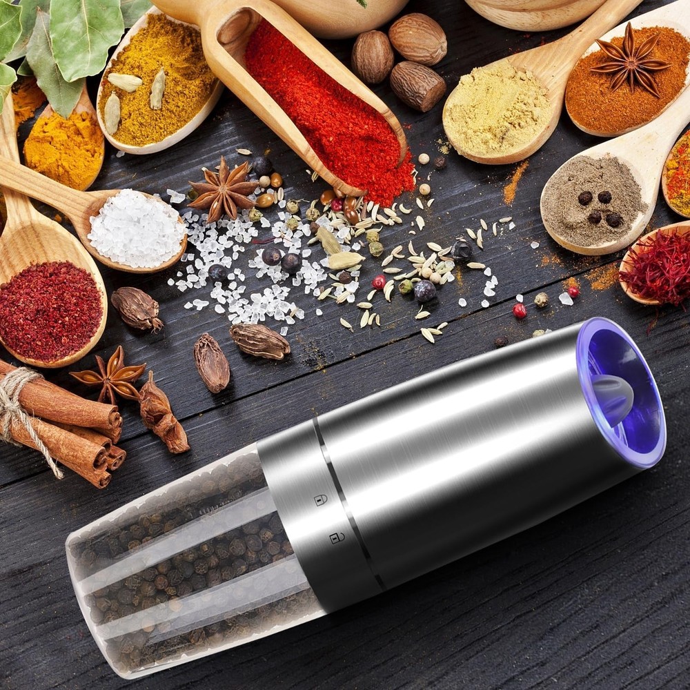 Gravity Electric Salt and Pepper Grinder Set Adjustable Coarseness 2 Pack