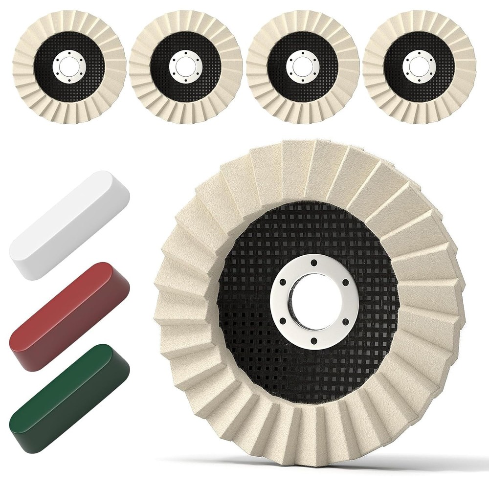8-Piece Wool Polishing Kit: Buffing Wheels & Compounds for Angle Grinders