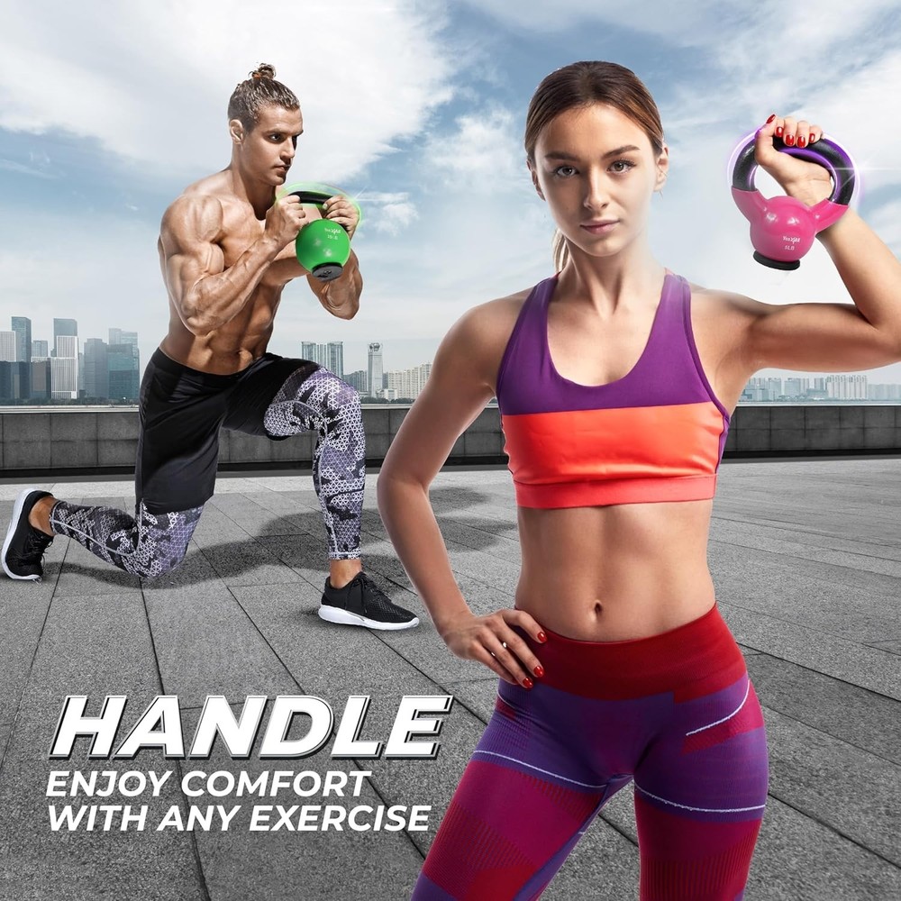 Durable Rubber-Bottom Kettlebell - Unisex Strength Training Weights 15lbs