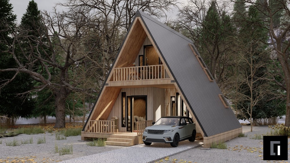 800SF Tiny House Cabin Plans - Blueprints - Modern, Bathroom and Loft