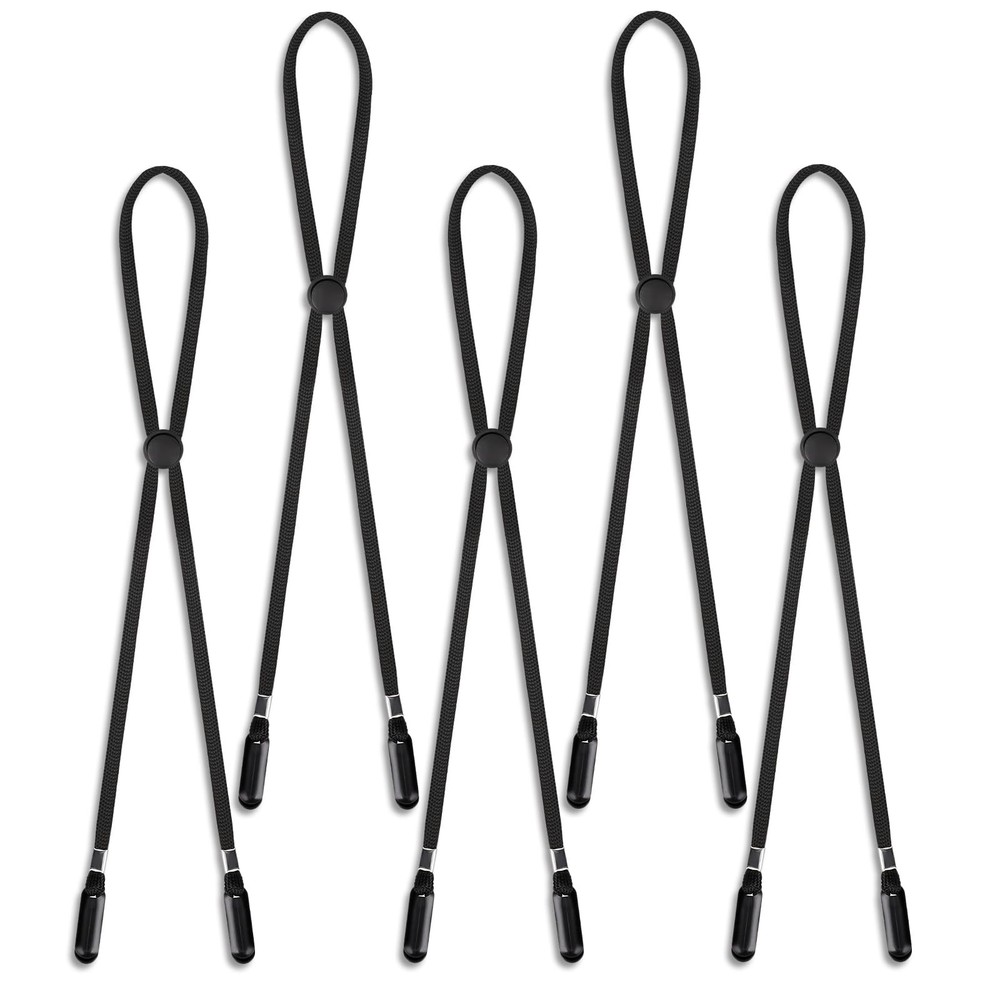 5 Pcs Adjustable Hat Strap Clips - Elastic Removable Chin Cord, 6, Black