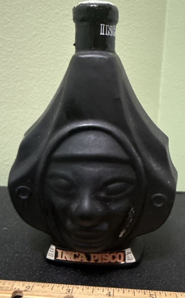 1970’s Peruvian Ranuzzi Inca Pisco Matte Black Empty Bottles 4 Sizes