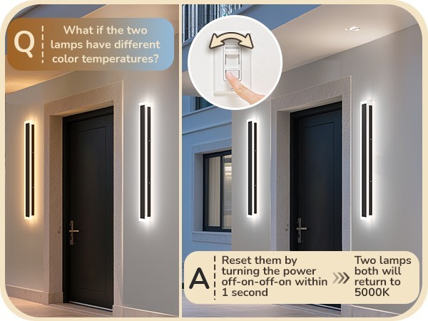 EDISHINE Modern Linear Exterior Wall Sconce 2 Pack,Adjustable Brightness & Color