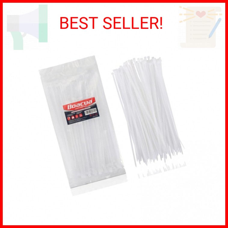 12 Inch Zip Cable Ties (100 Pieces), Self-Locking Premium Nylon Cable Wire Ties,