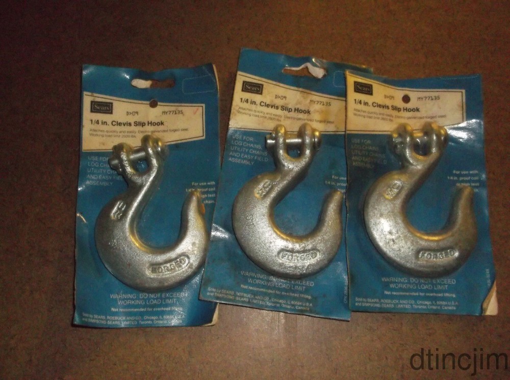 Sears 1/4 In. Clevis Slip Hook 3 Pc.