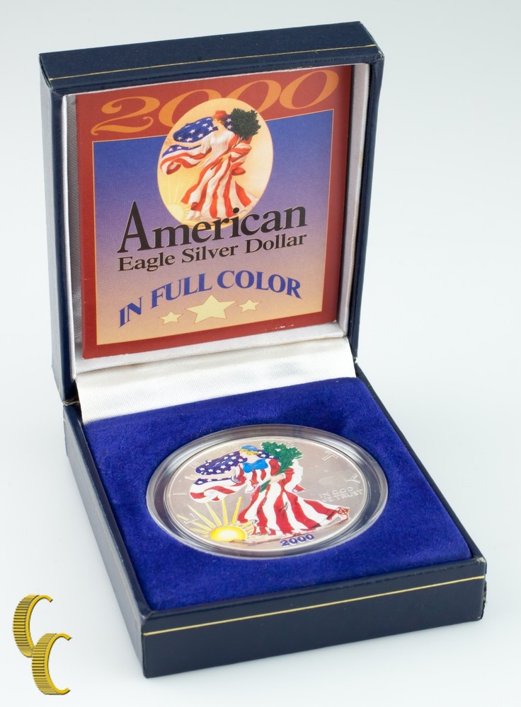 2000 Painted Walking Liberty Silver 1 oz American Eagle $1 w/ Box Uncirculated