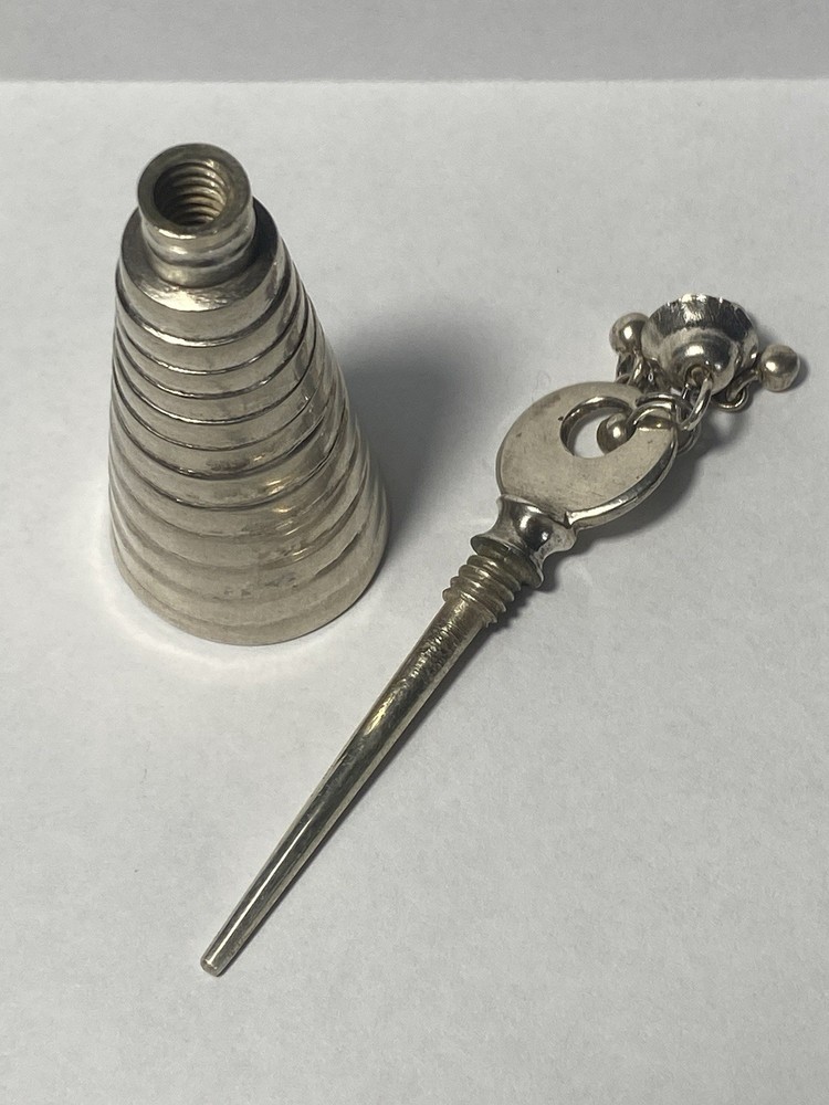 Scrap Sterling Silver Antique Snuff Scent Perfume Bottle W/ Deep Stick