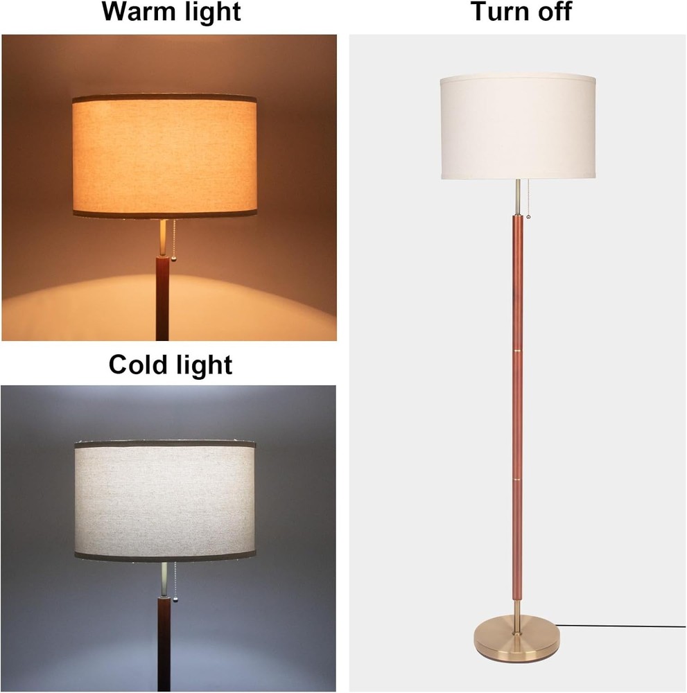 HonoDing Mid-Century Modern Floor Lamp, Walnut Wood Finish, Color