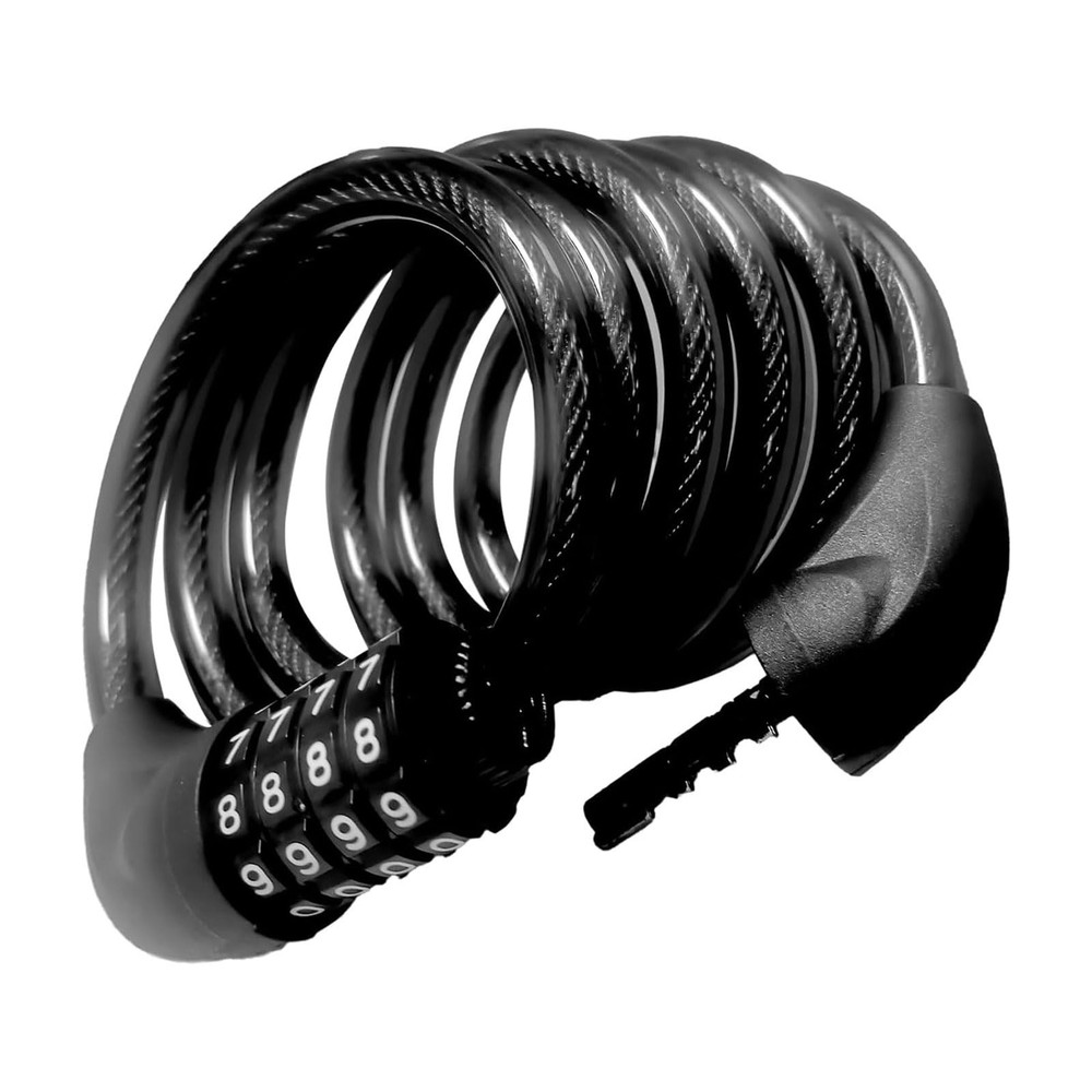 Bike Cable Lock 6FT Long, 4 Digit Resettable Combination Lock, Heavy Duty Ste...