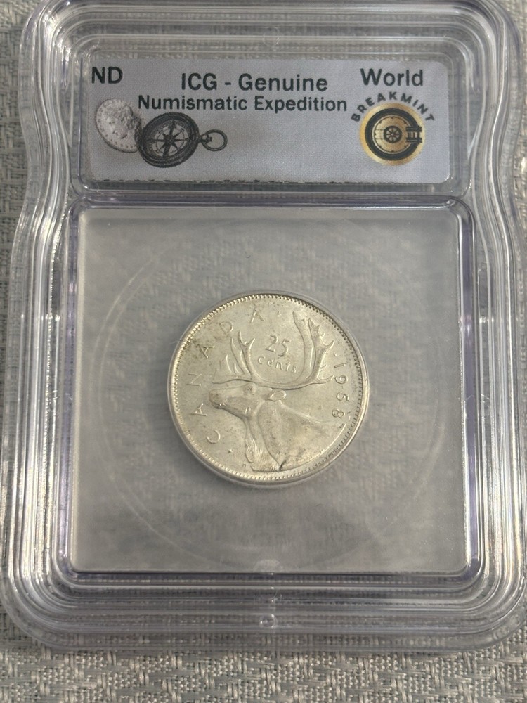 1968 25C Silver Canada 25c ICG 50% silver