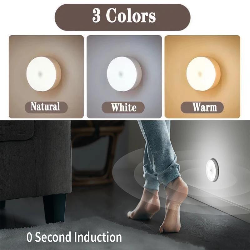Motion Sensor LED Night Light USB Rechargeable3color Wireless Closet Lamp2-6pack