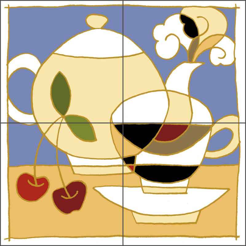 Tea Pot Tile Backsplash O'Very Covey Kitchen Art Ceramic Mural TOC004
