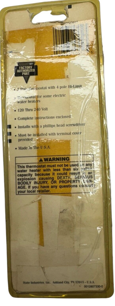 State Industries 9000523 Thermostat High limit Extended Shaft WH9 30A, 120-250V