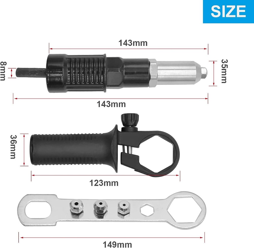 Pop Rivet Gun Tool Drill Attachment Power Kit Cordless...