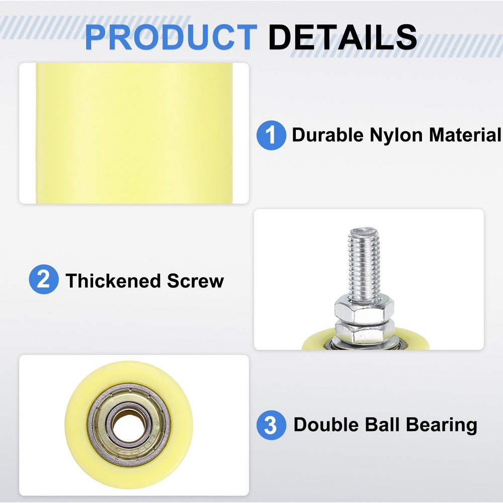 2Pcs Slide Gate Guide Roller 3" Nylon Sliding Gate Support Assembly Yellow