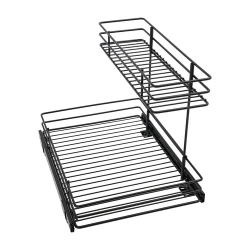 2-Tier Pull-out Cabinet Storage Rack, Sliding Out Storage Rack Under Sink, Black
