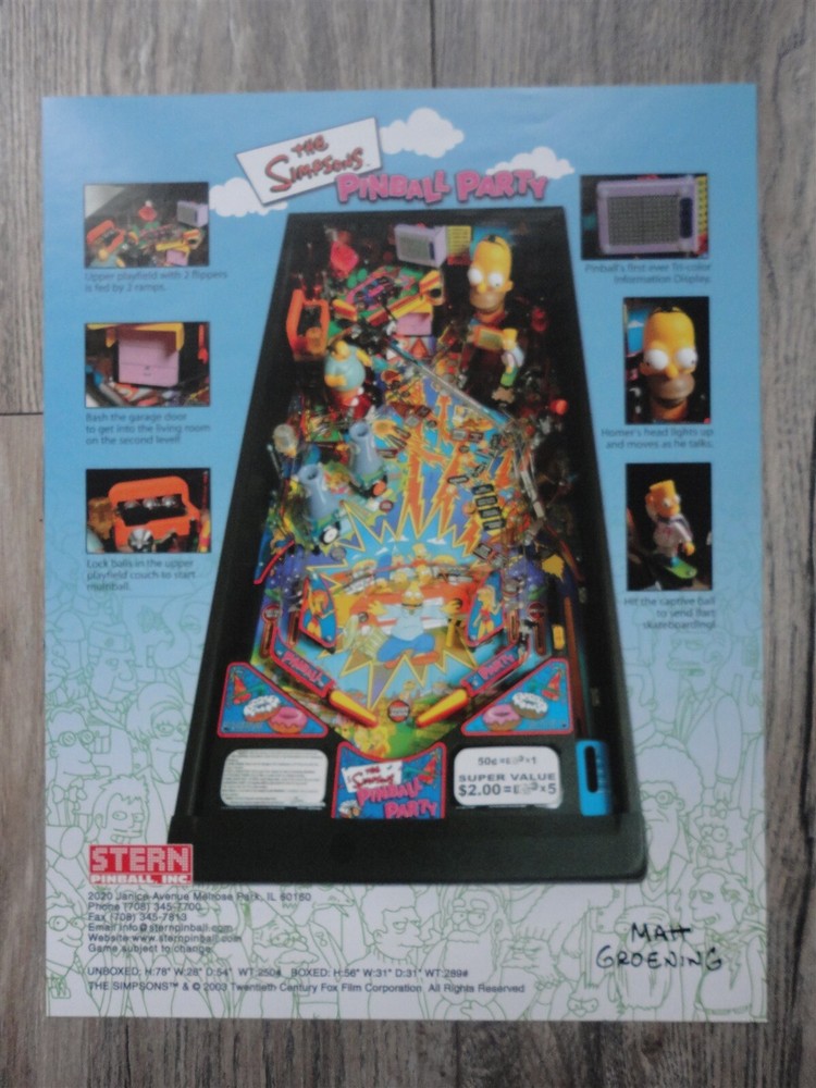 Simpsons Pinball Party Flyer Mint Original Brochure