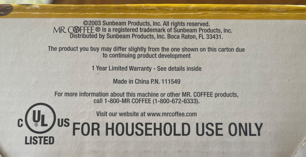 MR.COFFEE COFFEE BURR MILL BMX3