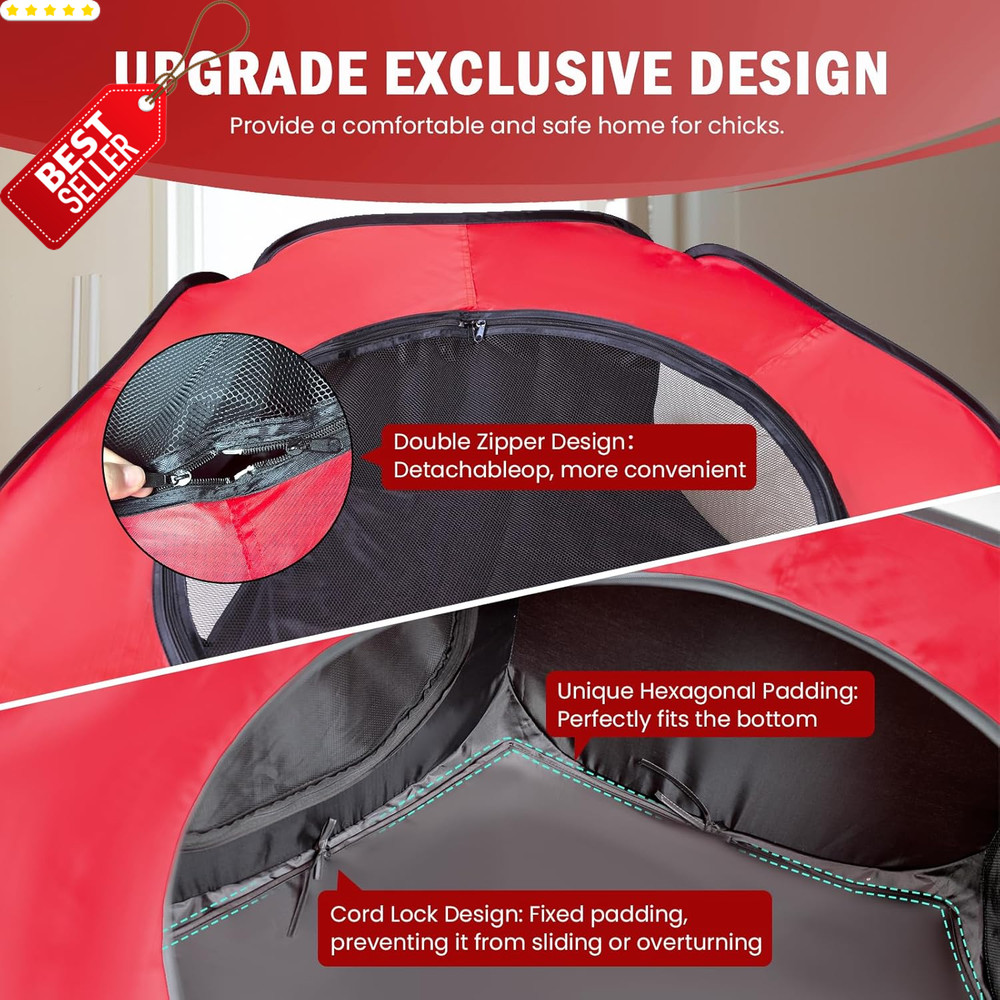 Chick Brooder Box Kit Up to 15 Chick Duck Quail Red Brooding Pen - US