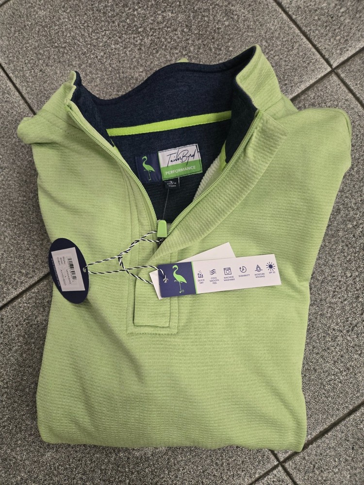 TailorByrd Performance 1/4 Zip Pullover Avocado Green Men L NWT