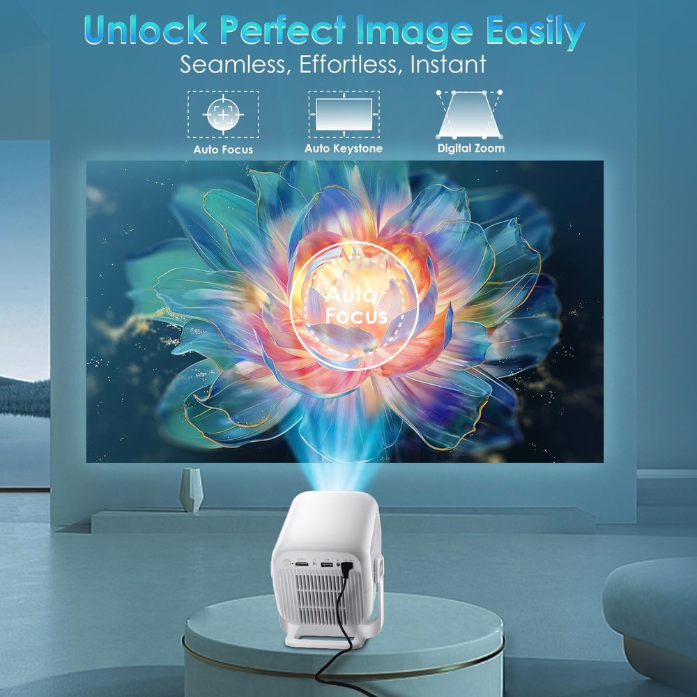 [ Auto Focus / Short Throw ] Smart Projector with Built in Apps, 5G Wifi