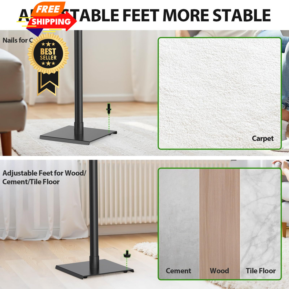 USX MOUNT Universal Speaker Stands, Height Adjustable Extend 30.0" to Black