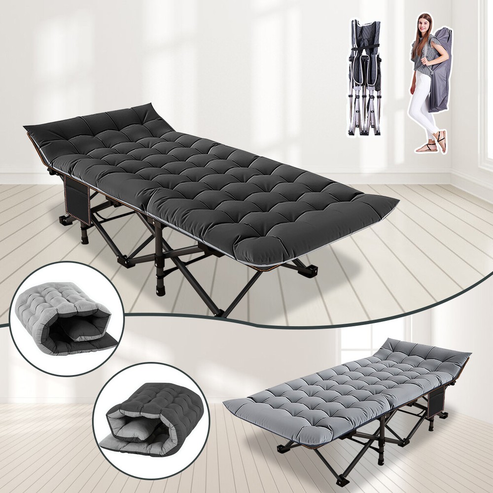 Portable Foldable Cot Guest Single Folding Bed Mattress Recliner Camping Bed