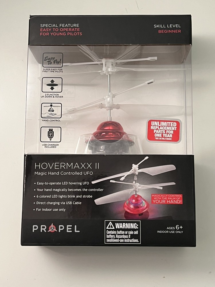 Hovermaxx II Magic Hand Controlled UFO Propel Drone Toy Red - OPEN BOX