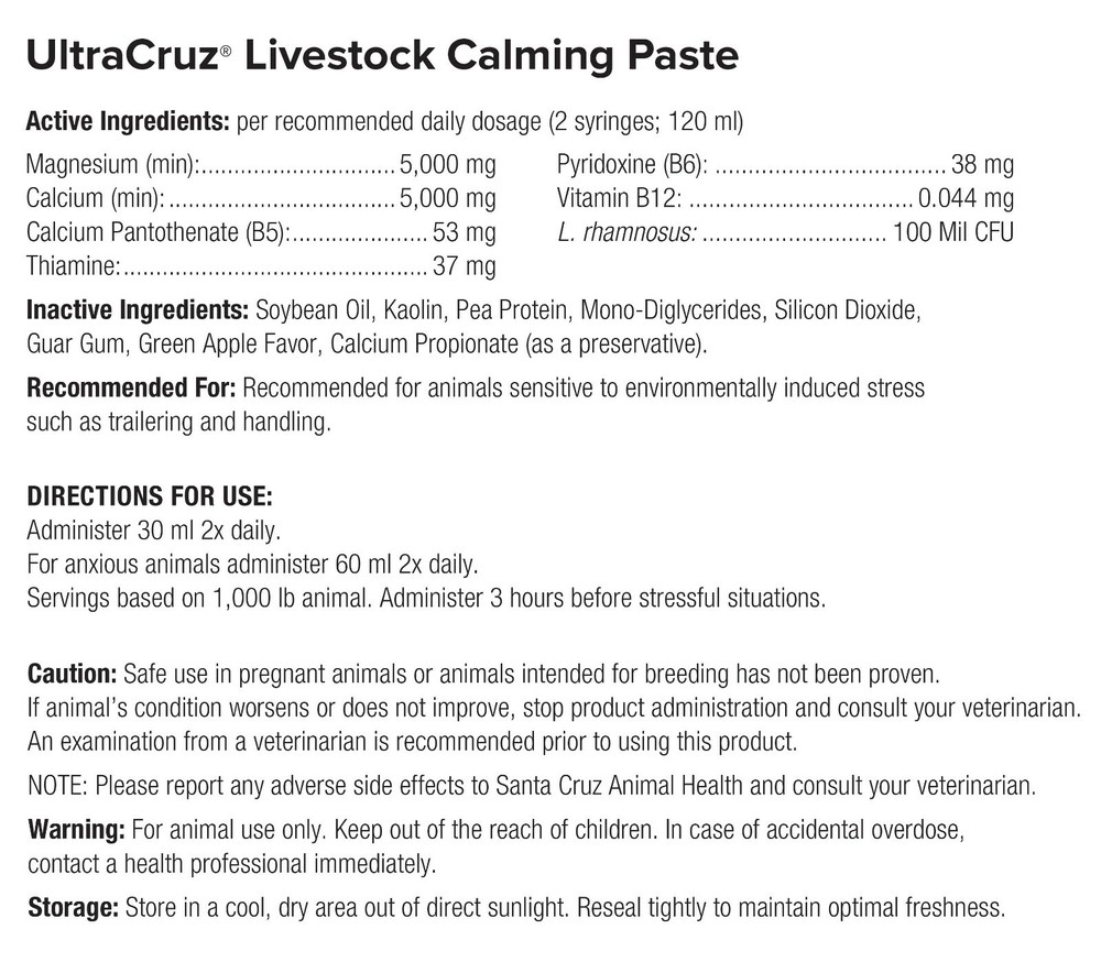 UltraCruz Livestock Calming Supplement, 60 ml, Paste, 6/Pack