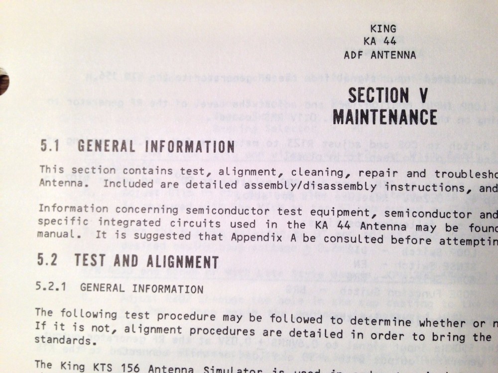 King KA 44 ADF Antenna Service manual