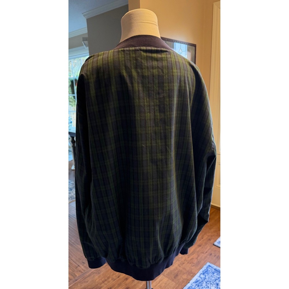 PROQUIP Mens Plaid Golf Pullover Windbreaker Jacket XL Blue Green