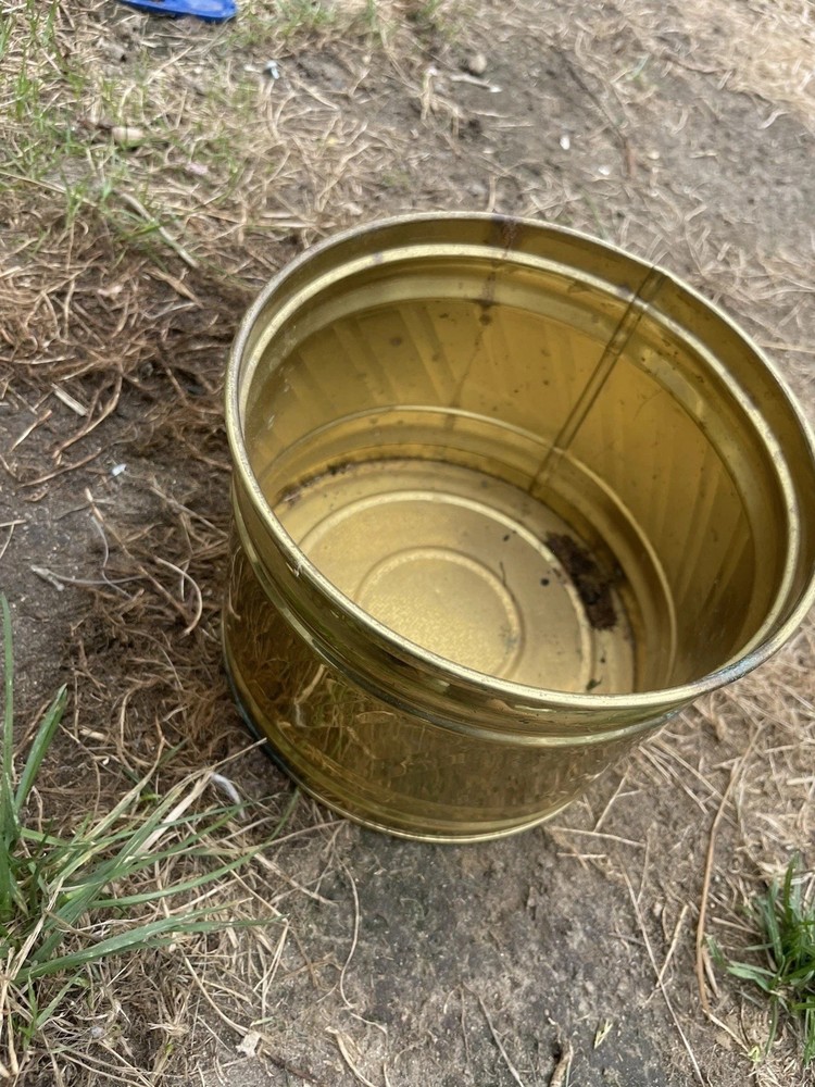 Vtg brass round Decorative canteen Display Candy Storage Bin Can