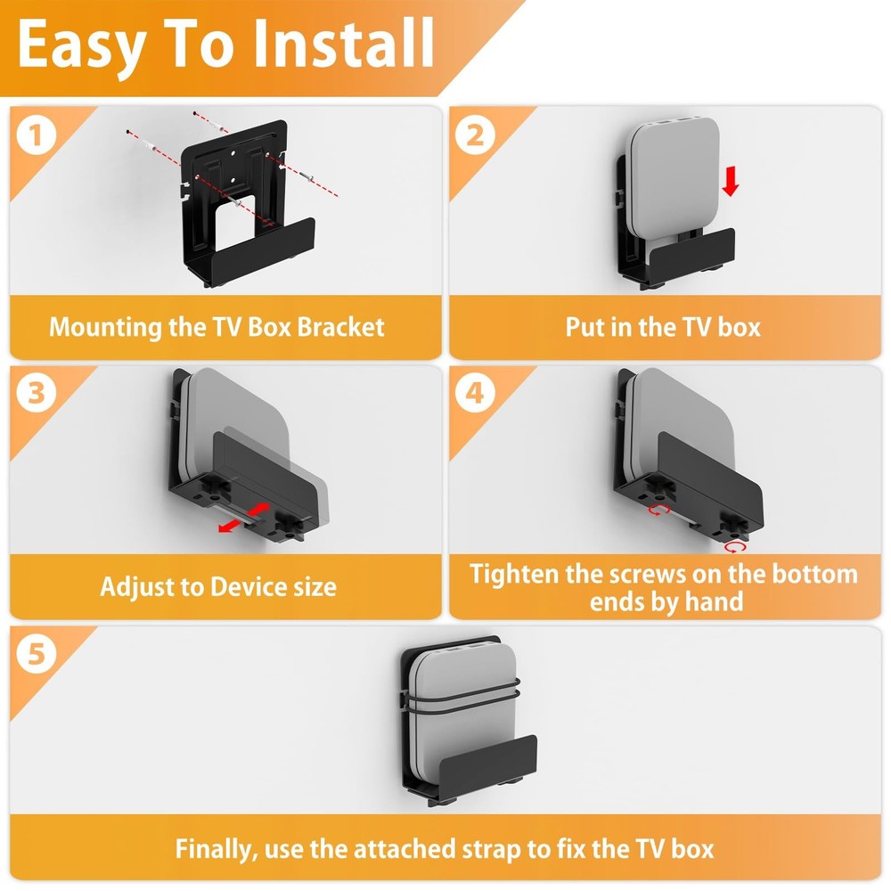 Cable Box Mount, Modem Adjustable Wall Mount Bracket Black