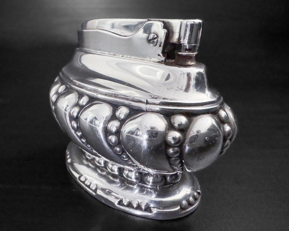 Vintage Ronson Silver Plate Crown Table Lighter 1940s